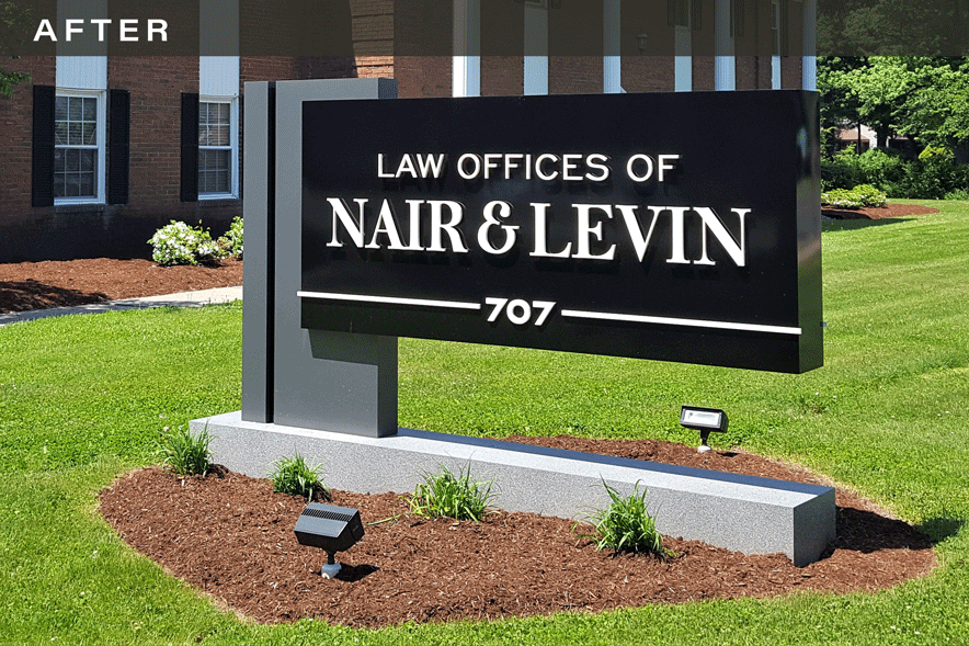 cantilever monument sign with push through letters