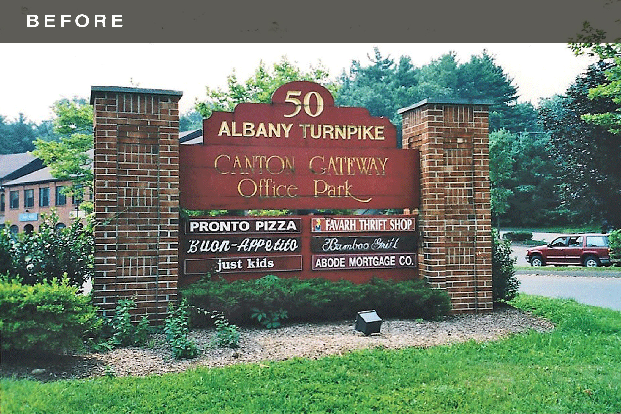 before sign at retail center in canton connecticut