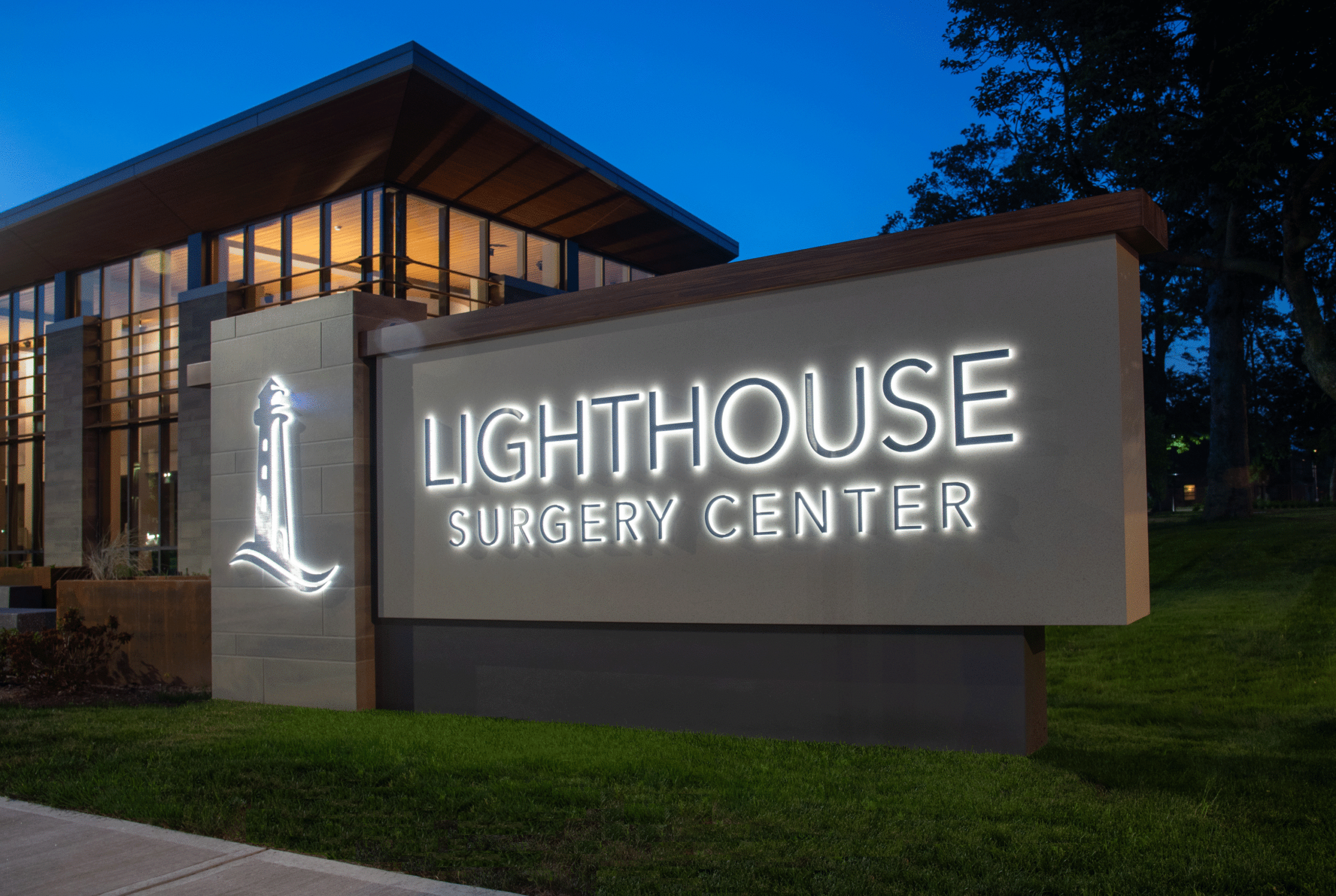 Custom healthcare sign in Hartford Connecticut with corporate logo